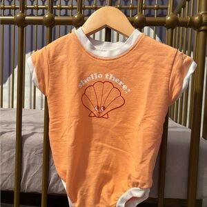 Orange Kids Shell Graphic Top